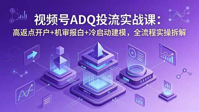 (18623期)视频号ADQ投流实战课:高返点开户+机审报白+冷启动建模,全流程实操拆解-来友网创