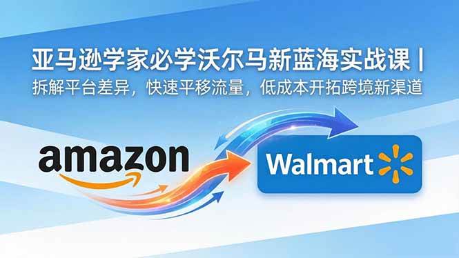 (18635期)亚马逊卖家必学沃尔玛新蓝海实战课|拆解平台差异,快速平移流量,低成本开拓跨境新渠道-来友网创