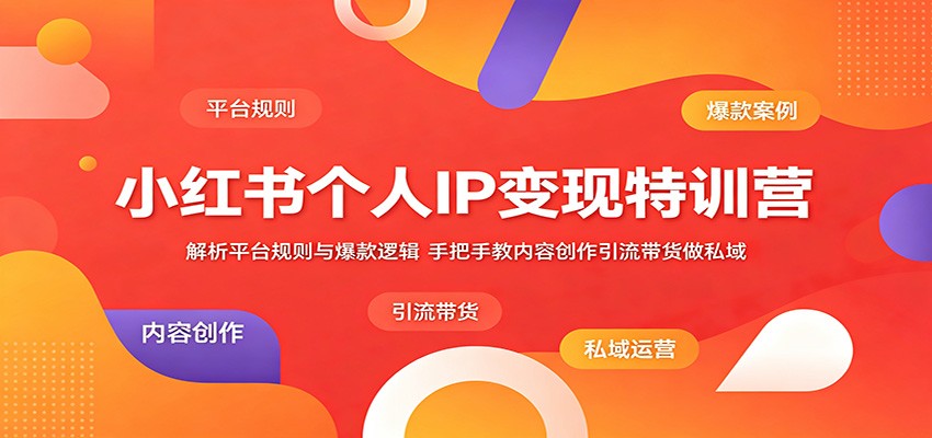 小红书个人IP变现特训营:解析平台规则与爆款逻辑,手把手教内容创作引流带货做私域-来友网创