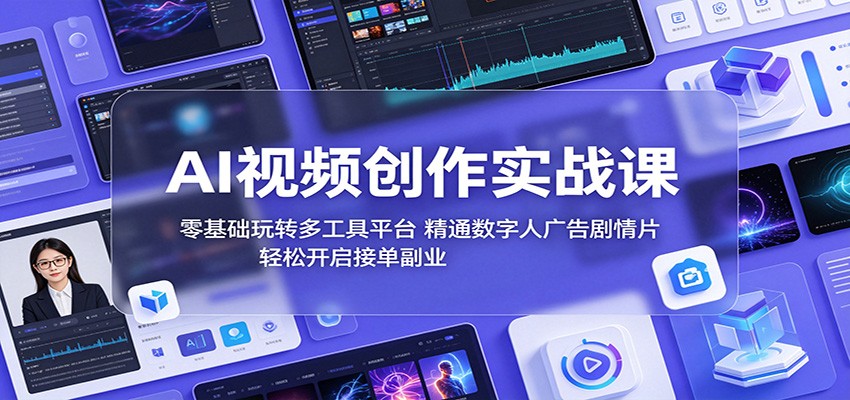 AI视频创作实战课:零基础玩转多工具平台,精通数字人广告、剧情片,轻松开启接单副业-来友网创
