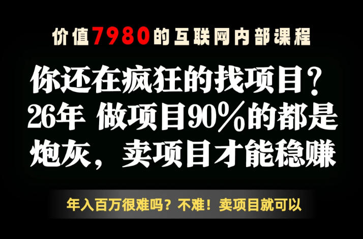 26年请不要疯狂的找项目了,卖项目远比你想象的暴利,你也可以月入10W+【揭秘】-来友网创