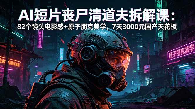 (18649期)AI短片《丧尸清道夫》拆解课:82个镜头电影感+原子朋克美学,7天3000元国产天花板-来友网创