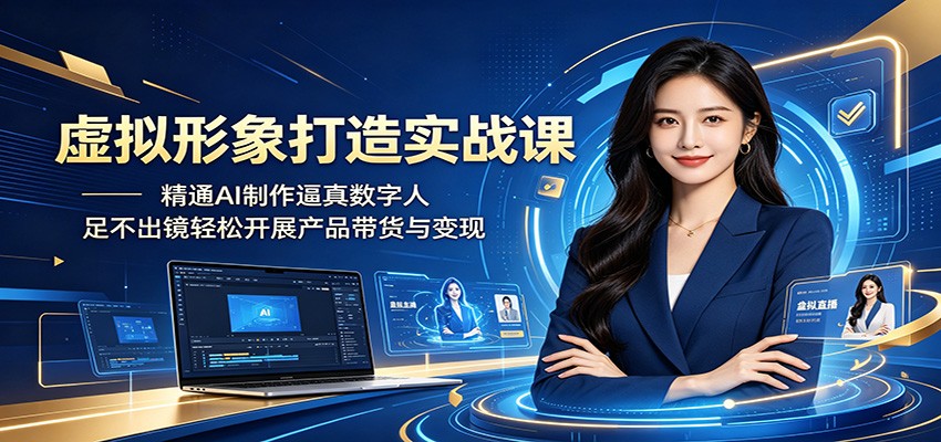 虚拟形象打造实战课:精通AI制作逼真数字人,足不出镜轻松开展产品带货与变现-来友网创