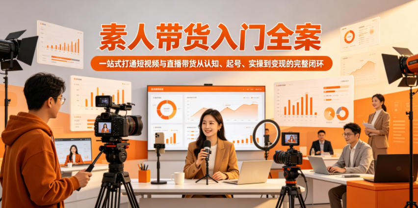 素人带货入门全案,一站式打通短视频与直播带货从认知、起号、实操到变现的完整闭环-来友网创