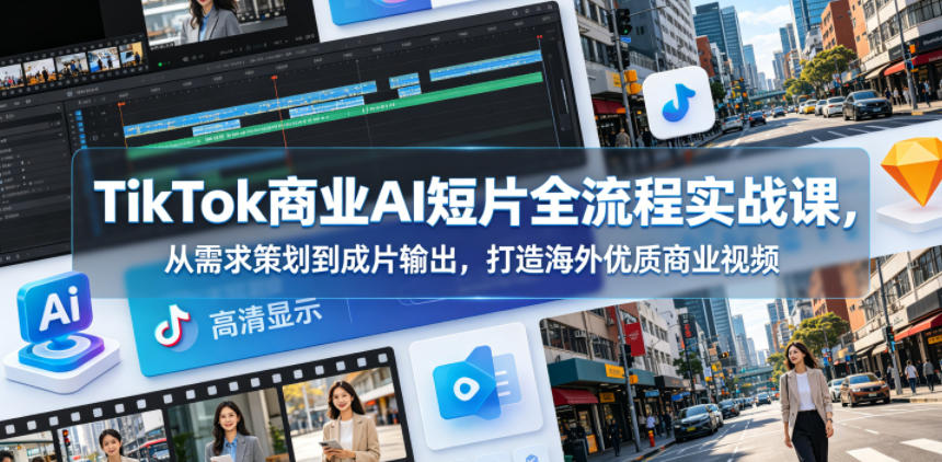 TikTok商业AI短片全流程实战课,从需求策划到成片输出,打造海外优质商业视频-来友网创