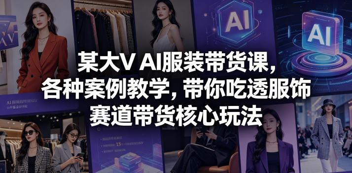 某大V AI服装带货课,各种案例教学,带你吃透服饰赛道带货核心玩法-来友网创