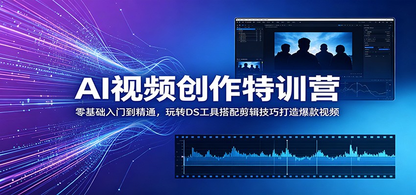 AI视频创作特训营:零基础入门到精通,玩转DS工具搭配剪辑技巧打造爆款视频-来友网创