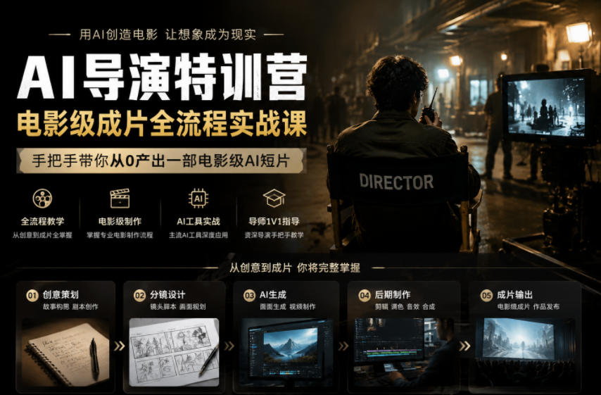 AI导演特训营,电影级成片全流程实战课,手把手带你从0产出一部电影级AI短片-来友网创