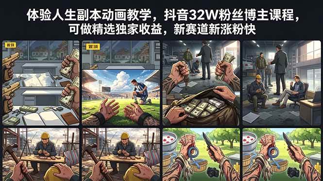 (18826期)体验人生副本动画教学, 抖音32W粉丝博主课程,可做精选独家收益,新赛道新涨粉快-来友网创