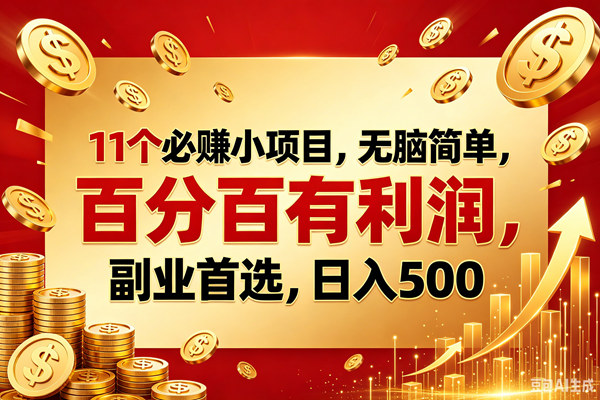 (18851期)11个必赚的小项目,百分百赚元子,无脑简单,副业首选,日入500+-来友网创