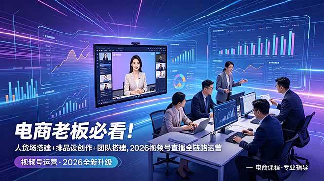 (18845期)电商老板必看!人货场搭建+排品设计+素材创作+团队搭建,2026视频号直播全链路运营-来友网创