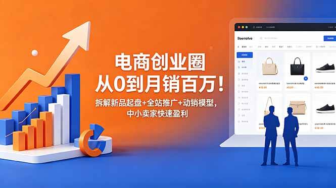 (18831期)电商创业圈从0到月销百万!拆解新品起盘+全站推广+动销模型,中小卖家快速盈利-来友网创