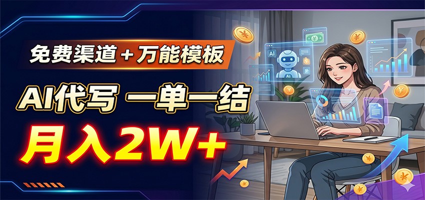 免费渠道+万能模板,AI代写一单一结,月入2W+-来友网创