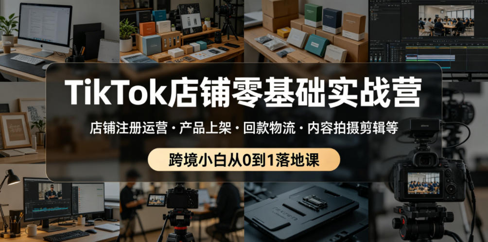 TikTok店铺零基础实战营,店铺注册运营・产品上架・回款物流・内容拍摄剪辑等 ,跨境小白从0到1落地课-来友网创