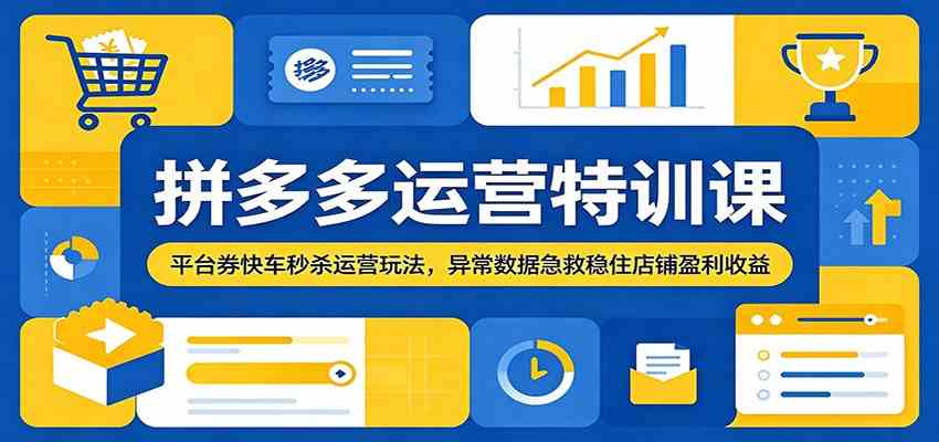 拼多多运营特训课:平台券快车秒杀运营玩法,异常数据急救稳住店铺盈利收益-来友网创