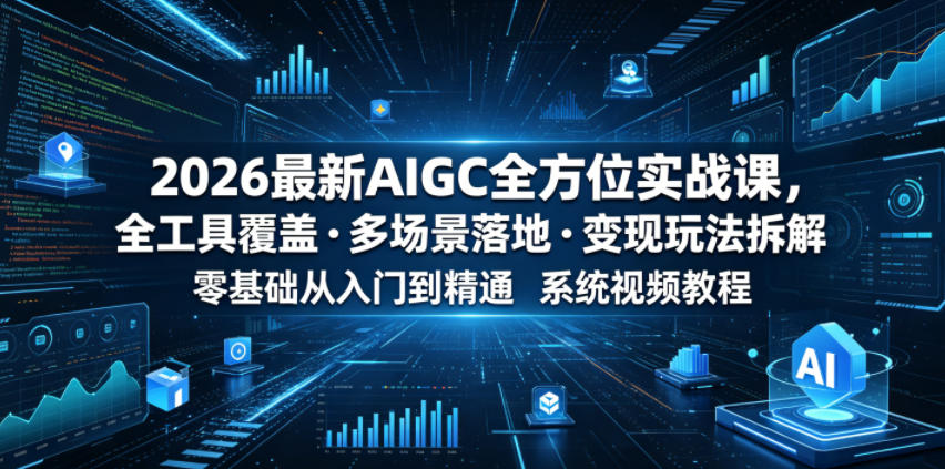 2026最新AIGC全方位实战课,全工具覆盖・多场景落地・变现玩法拆解,零基础从入门到精通系统视频教程-来友网创