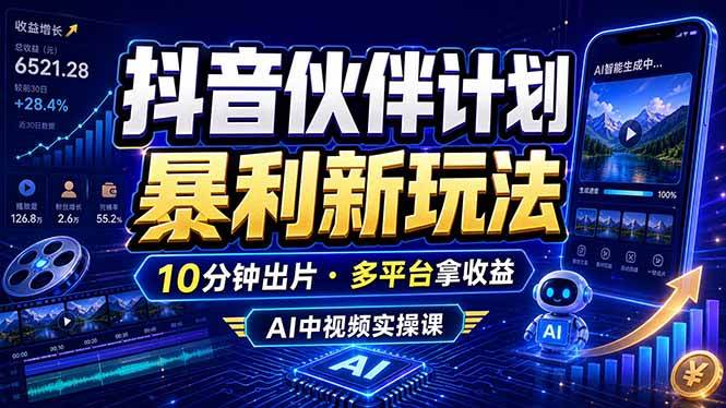 (18869期)抖音伙伴计划最新玩法,无需配音剪辑,10分钟出一条原创视频,轻松日入三位数-来友网创