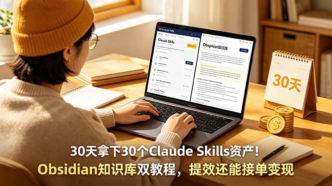 (18886期)30天拿下30个Claude Skills资产!Obsidian知识库双教程,提效还能接单变现-来友网创