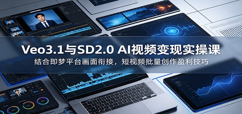 Veo3.1与SD2.0 AI视频变现实操课课:结合即梦平台画面衔接,短视频批量创作盈利技巧-来友网创