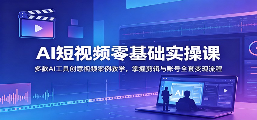 AI短视频零基础实操课:多款AI工具创意视频案例教学,掌握剪辑与账号全套变现流程-来友网创