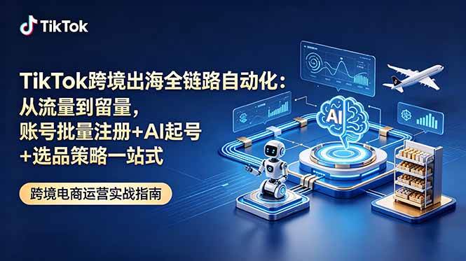 (18907期)TikTok跨境出海全链路自动化:从流量到留量,账号批量注册+AI起号+选品策略一站式-来友网创