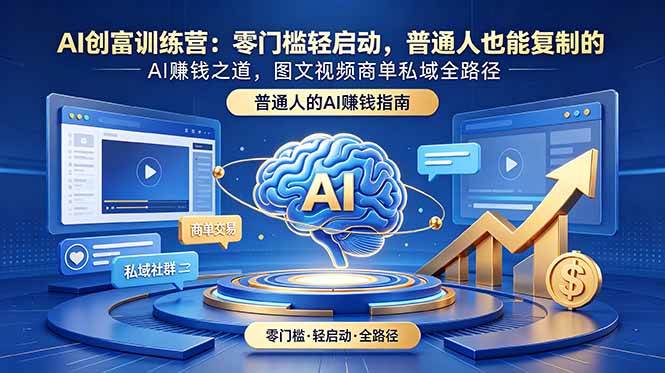 (18911期)AI创富训练营:零门槛轻启动,普通人也能复制的AI赚钱之道,图文视频商单私域全路径-来友网创
