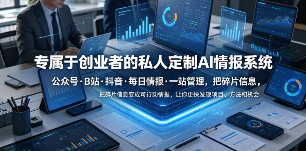 专属于创业者的私人定制AI情报系统,公众号·B站·抖音·每日情报·一站管理,把碎片信息变成可行动情报,让你更快发现项目、方法和机会-来友网创