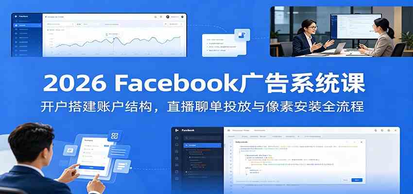 2026 Facebook广告系统课:开户搭建账户结构,直播聊单投放与像素安装全流程-来友网创