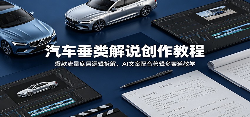 汽车垂类解说创作教程:爆款流量底层逻辑拆解,AI文案配音剪辑多赛道教学-来友网创