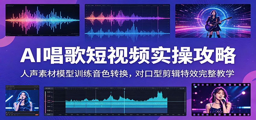 AI唱歌短视频实操攻略:人声素材模型训练音色转换,对口型剪辑特效完整教学-来友网创