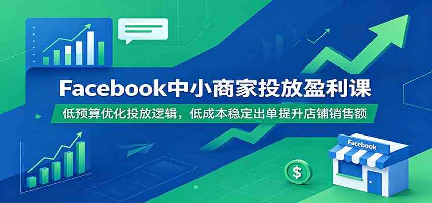 Facebook中小商家投放盈利课:低预算优化投放逻辑,低成本稳定出单提升店铺销售额-来友网创