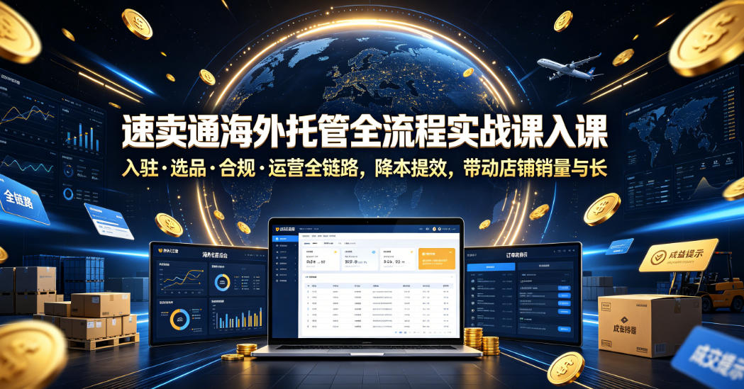 速卖通海外托管全流程实战课入驻・选品・合规・运营全链路,降本提效,带动店铺销量与收益增长-来友网创