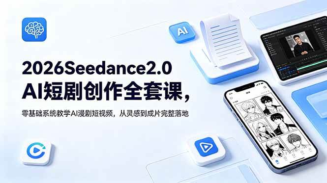 (18958期)2026Seedance2.0AI短剧创作全套课,零基础系统教学AI漫剧短视频,从灵感到成片完整落地-来友网创