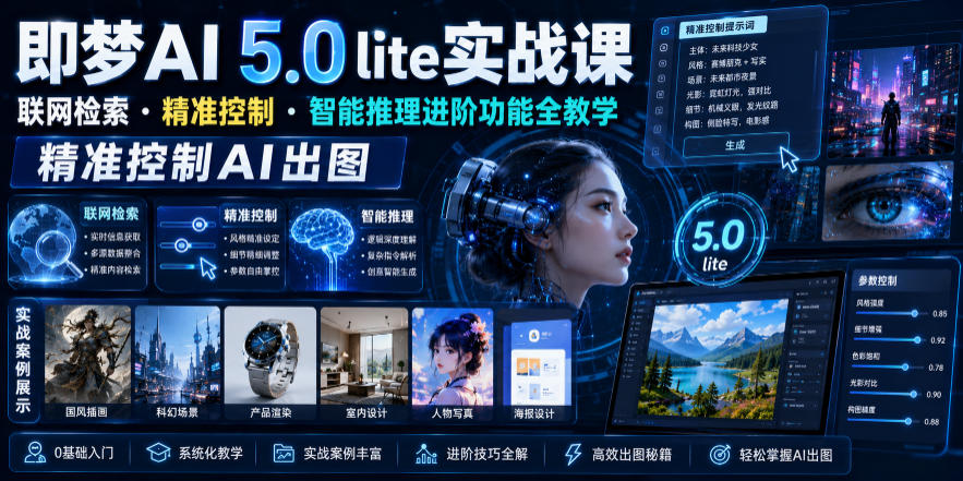即梦AI 5.0 lite实战课,联网检索・精准控制・智能推理进阶功能全教学,精准控制AI出图-来友网创