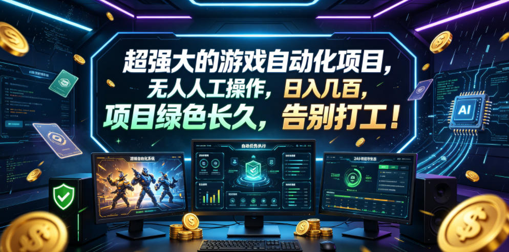 超强大的游戏自动化项目,无人人工操作,日入几百,项目绿色长久,告别打工!【揭秘】-来友网创