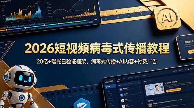 (18986期)2026短视频病毒式传播教程:20亿+曝光已验证框架,病毒式传播+AI内容+付费广告-来友网创