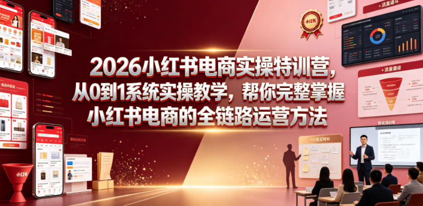 2026小红书电商实操特训营,从0到1系统实操教学,帮你完整掌握小红书电商的全链路运营方法-来友网创