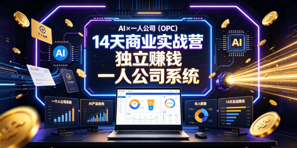 AI×一人公司(OPC)14天商业实战营,用AI帮你搭建一个属于你自己的、能独立賺钱的一人公司系统-来友网创