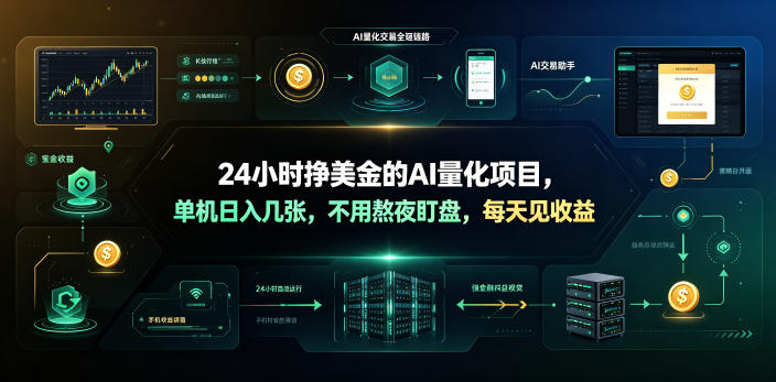 24小时挣美金的AI量化项目,单机日入几十美刀,不用熬夜盯盘,每天见收益【揭秘】-来友网创