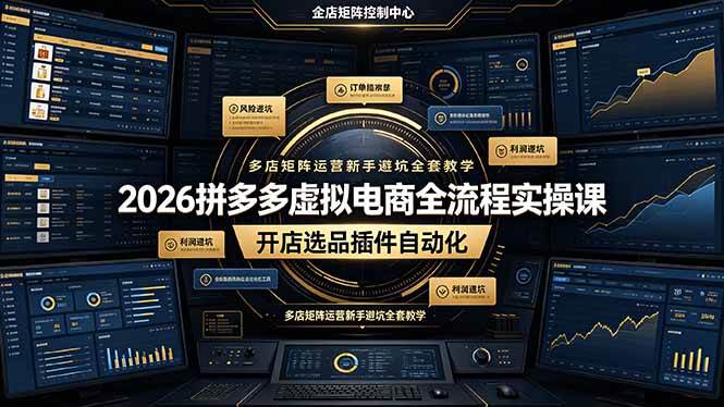 (19136期)2026拼多多虚拟电商全流程实操课,开店选品插件自动化,多店矩阵运营新手避坑全套教学-来友网创