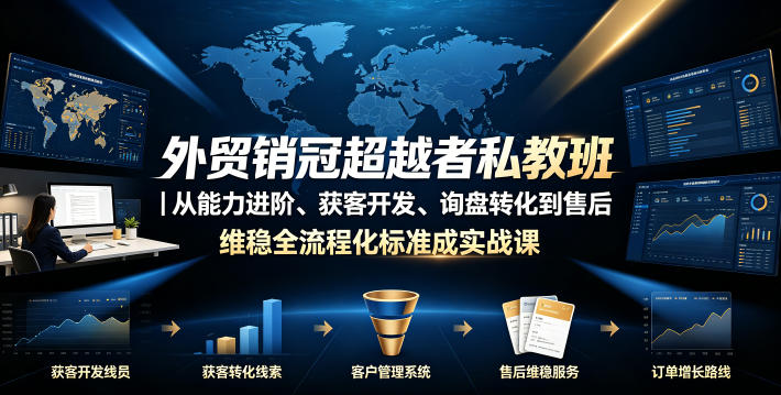 外贸销冠超越者私教班|从能力进阶、获客开发、询盘转化到售后维稳全流程标准化成交实战课-来友网创