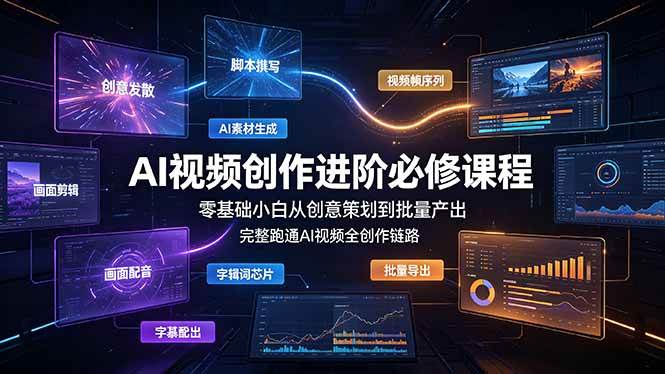 (19159期)AI视频创作进阶必修课程:零基础小白从创意策划到批量产出,完整跑通AI视频全创作链路-来友网创