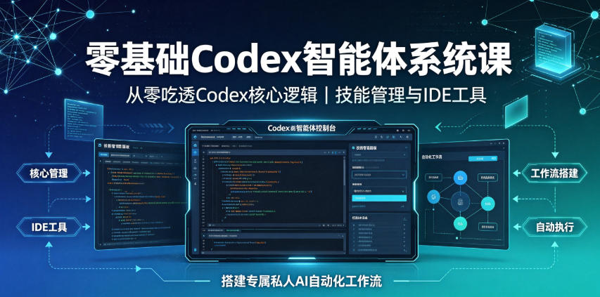 零基础Codex智能体系统课|从零吃透Codex核心逻辑、技能管理与IDE工具,搭建专属私人AI自动化工作流-来友网创