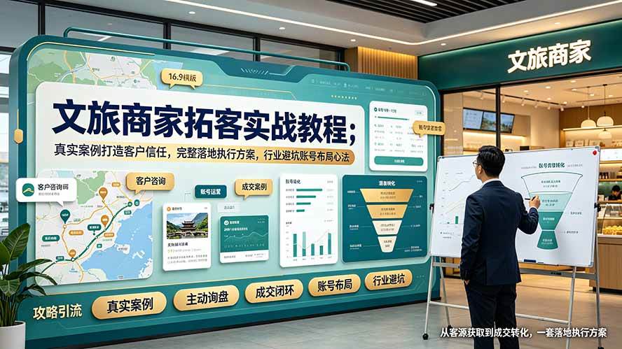 (19273期)文旅商家拓客实战教程;真实案例打造客户信任,完整落地执行方案,行业避坑账号布局心法-来友网创