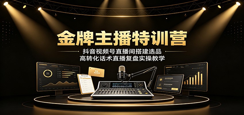 金牌主播特训营:抖音视频号直播间搭建选品,高转化话术直播复盘实操教学-来友网创