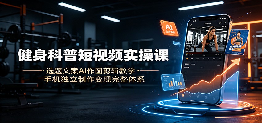 健身科普短视频实操课:选题文案AI作图剪辑教学,手机独立制作变现完整体系-来友网创