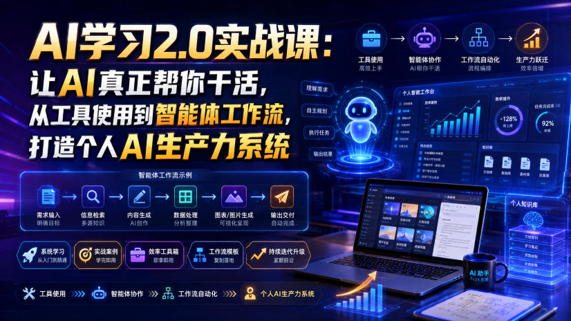 AI学习2.0实战课:让AI真正帮你干活,从工具使用到智能体工作流,打造个人AI生产力系统-来友网创