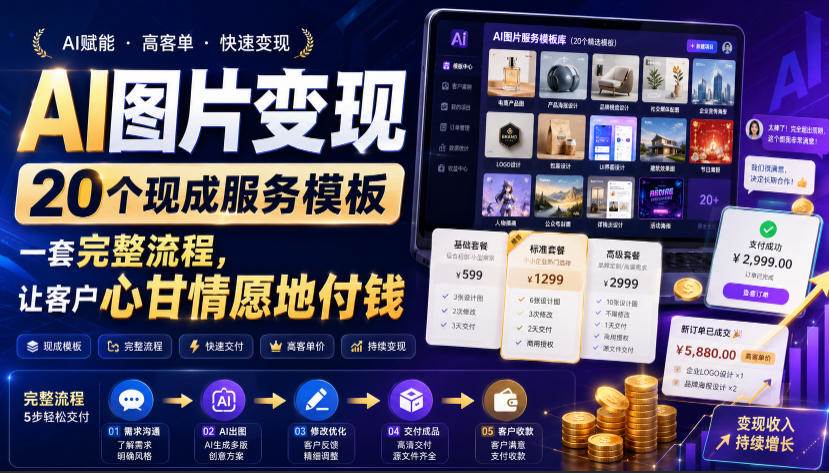 (19395期)AI图片变现,20个现成服务模板,一套完整流程,让客户心甘情愿地付钱【原创双语字幕】-来友网创