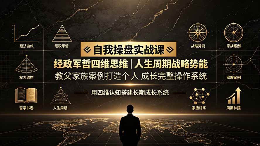 (19398期)自我操盘实战课:经政军哲四维思维|人生周期战略势能|教父家族案例打造个人成长完整操作系统-来友网创