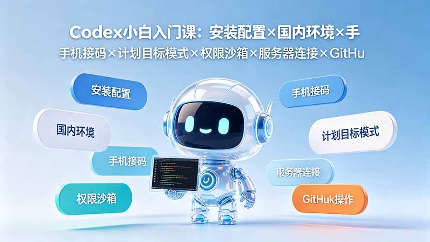 (19402期)Codex小白入门课:安装配置×国内环境×手机接码×计划目标模式×权限沙箱×服务器连接×GitHub操作-来友网创